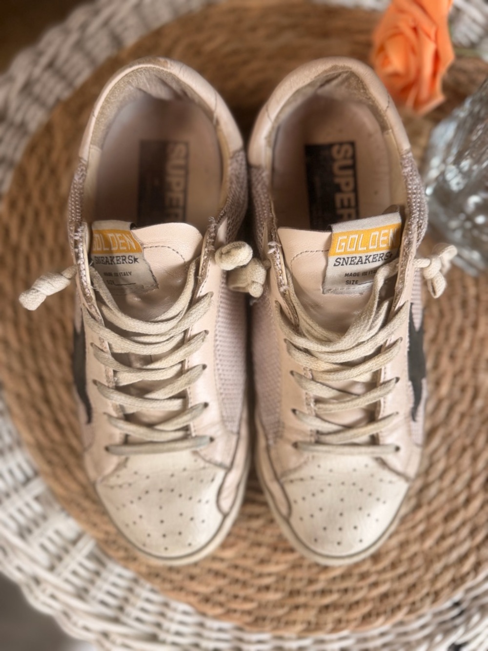 Golden Goose Beige Canvas Sneaker with Black Star - Picture 4 of 9